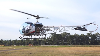 Bell 47 Helicopter Walkaround, Engine Start and Takeoff