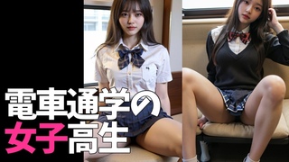 【AI girl】電車通学の女子高生 通学美女⑥ High school girl commuting to school by train 기차 통학 여고생 坐火车上学的女高中生