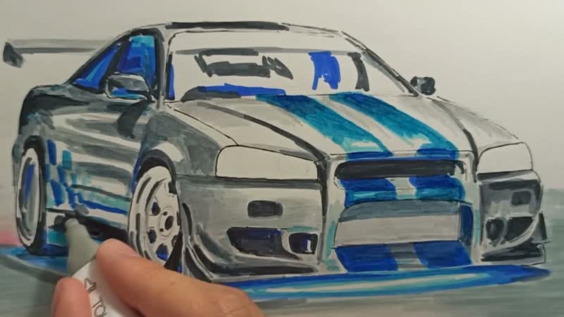 Как нарисовать Nissan Skyline R34 из