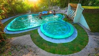 How I Build Millionaire Summer Holiday Underground Swimming Pool Villa House Grass Roof in 199Days