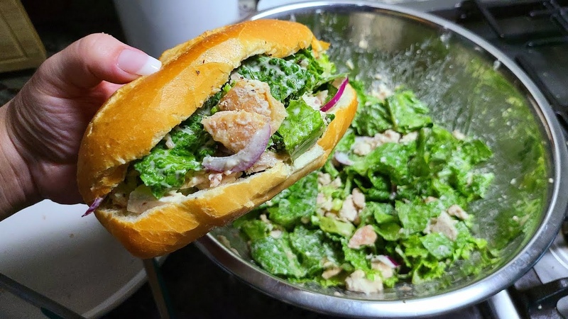 A 10 minute meal + the BEST salad hack , Chicken Caesar Salad