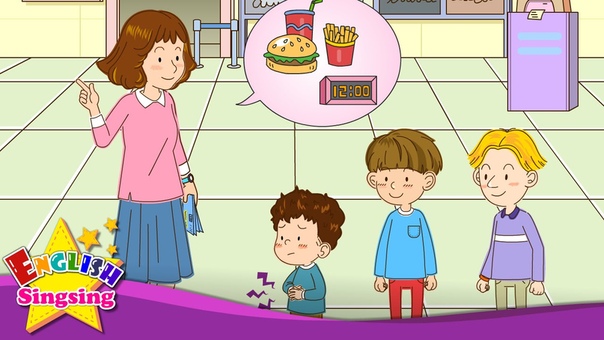 Time What time is it Were late. Easy Dialogue English educational animation with