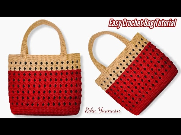 Tutorial Membuat Tas Rajut Mudah untuk Pemula, Easy Crochet Bag Tutorial ( SUBTITLE