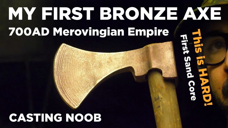 Home casting FIRST BRONZE AXE I try to use sand cores how not to cast an