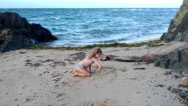 Emerald Gordon Wulf on the beach in Vieques,