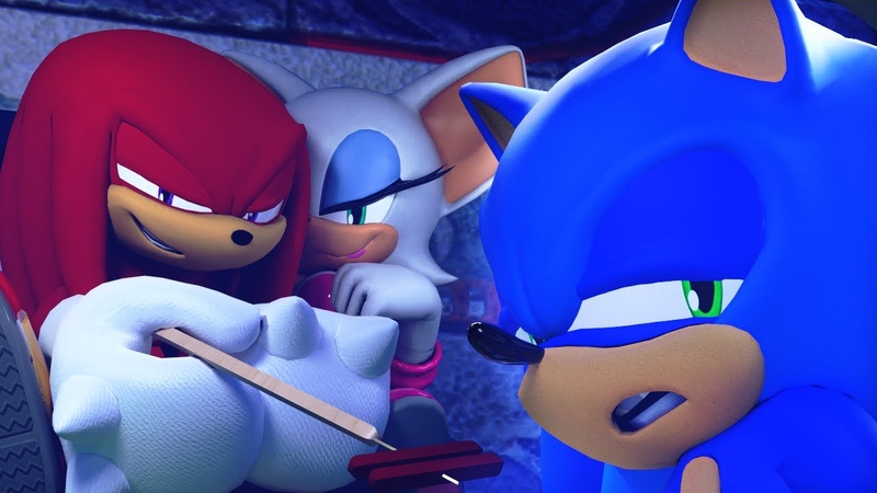 Knuckles and Rouge Set Sonic Straight. , Sasso