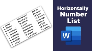 How to insert numbering list horizontally in Microsoft Word