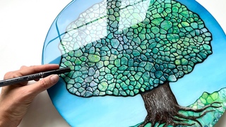 3D Tree ACRYLIC POUR FLUIDART painting step by step tutorial