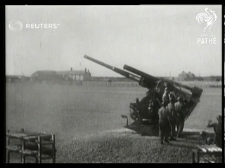 British anti-aircraft guns defend England from V1 flying bombs (1944)