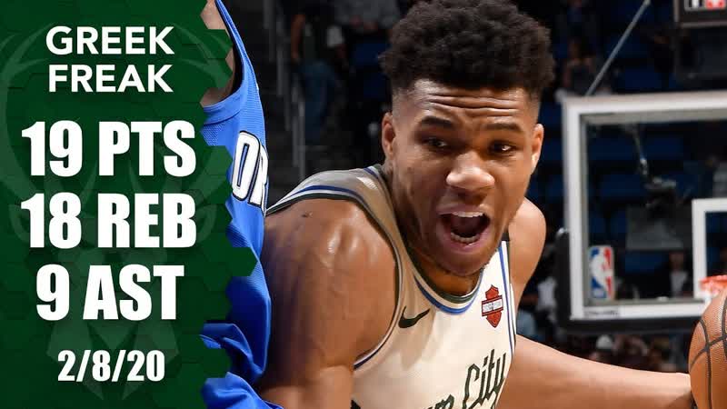 Giannis Antetokounmpo puts up 9th straight double double for Bucks vs Magic, 2019 20 NBA