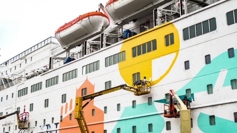 Passenger ferry Princess Anastasia appearance changed at BLRT Grupp shipyard. March
