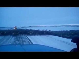 Огромное стадо оленей переходит трассу Норильск-Дудинка