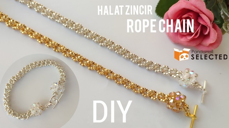 Kum boncuktan Halat Zincir yapımı, , Rope Chain Bracelet. chain