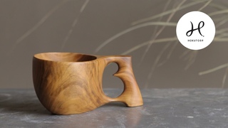 Making a wooden cup .      hokuto59    Kuksa carving