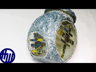Декорируем банку шпатлёвкой и бумажной мозаикой. Мастер класс