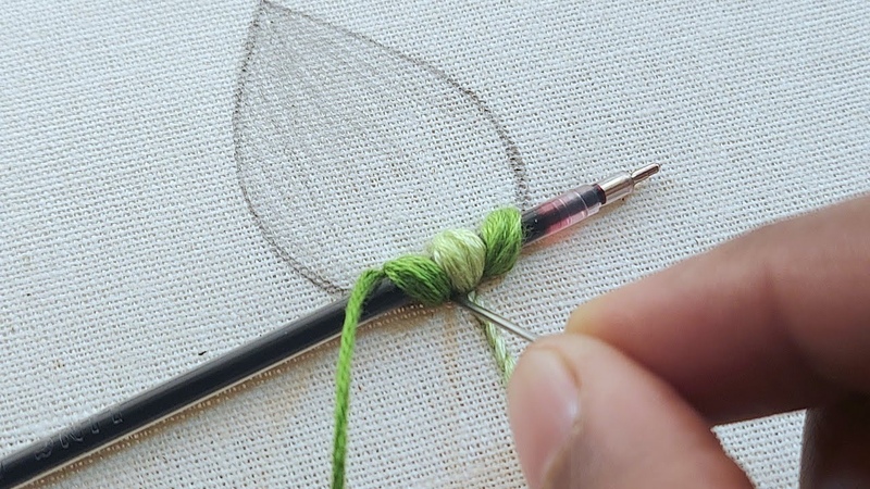 Gorgeous 3 D leaf hand embroidery, latest hand embroidery, hand embroidery leaf