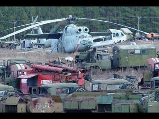 Кладбище техники в Рассохе, радиоактивная техника в Чернобыле 2010