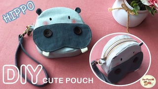 DIY CUTE POUCH, HIPPO PURSE, free pattern | &