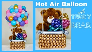 DIY Hot air balloon w/ Teddy Bear/Basket made w/ Balloon beads/Balloon Tutorial/Baby Shower Balloon