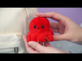 Мягкий брелок-перевертыш Осьминожек красный-желтый, 10 см